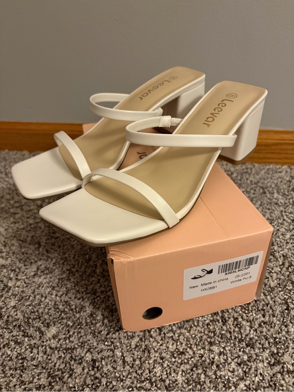 White Strappy Block Heel Sandals